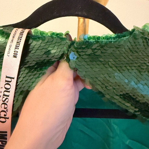 House of CB Belle Shimmering Emerald Long Sleeve Dress - Picture 4 of 8